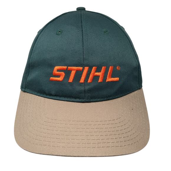 Stihl Strapback Hat Green One Size Embroidered Colorblock Vent Holes - Picture 1 of 10